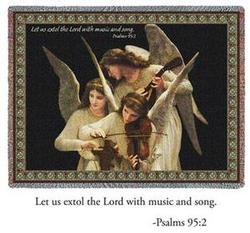 Psalms 95:2 Angels Playing Violins Tapestry Throw