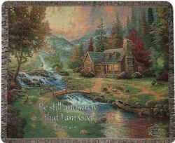 Psalm 46:10 Mountain Paradise Tapestry Throw