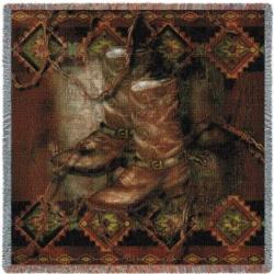 Western Cowboy Boot Woven Tapestry Throw