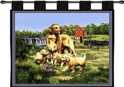 Golden Retriever Family Tapestry Wall Hanging