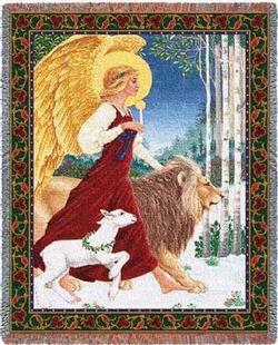 Angel, Lion and Lamb Tapestry Throw