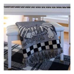 Garden Rabbits Black and White Tapestry Throw